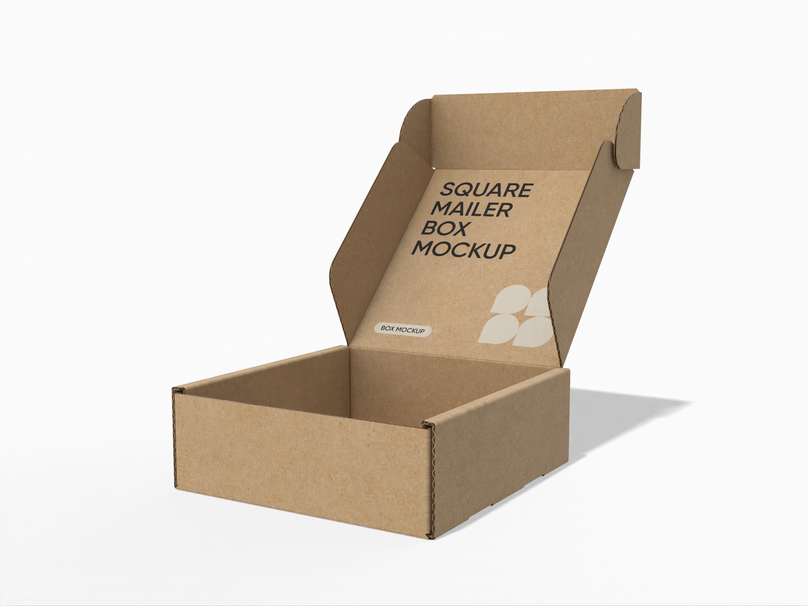 De caixa de envio quadrada aberta — E-flute corrugated board