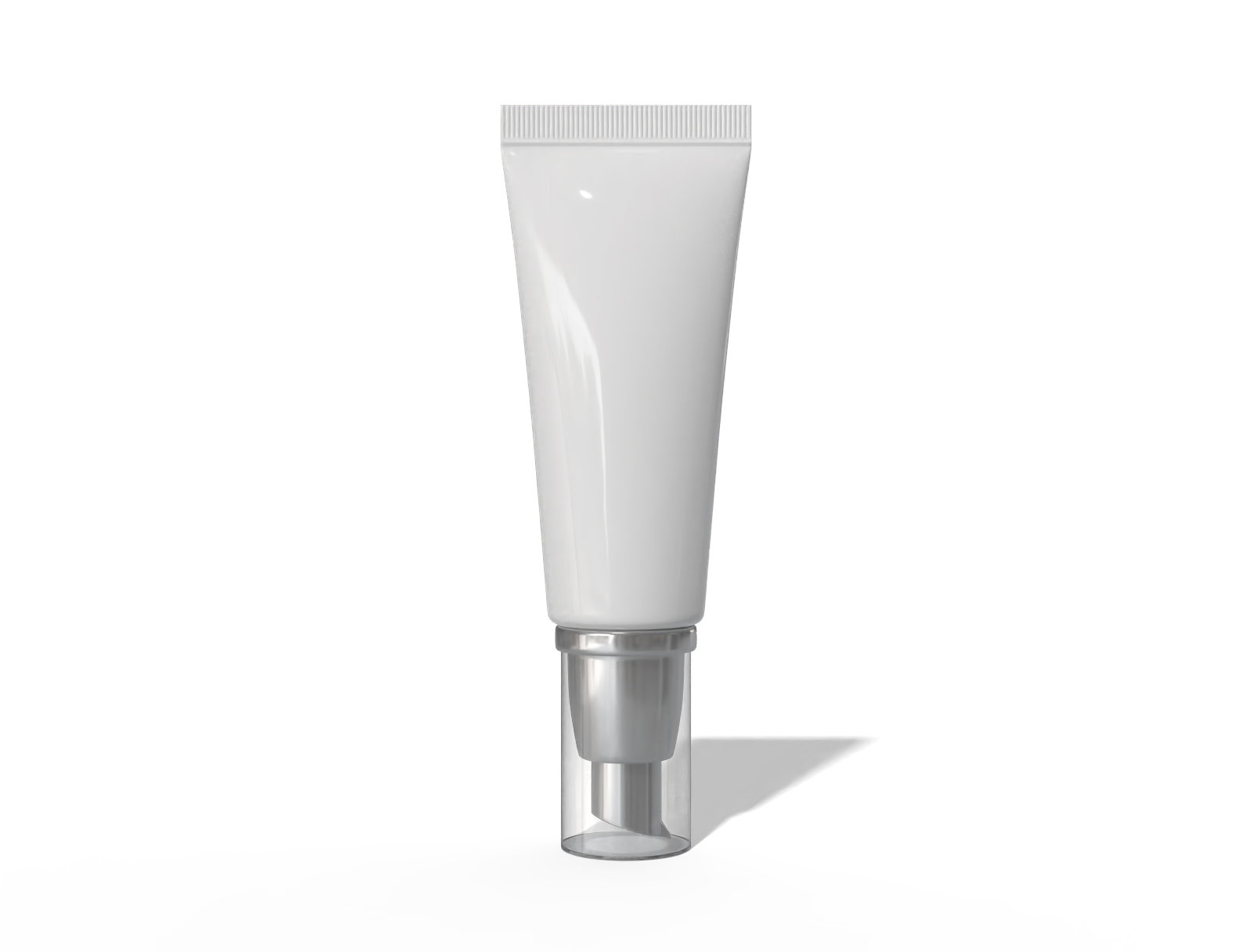 45 ml cosmetic tube with pump — Glossy metal