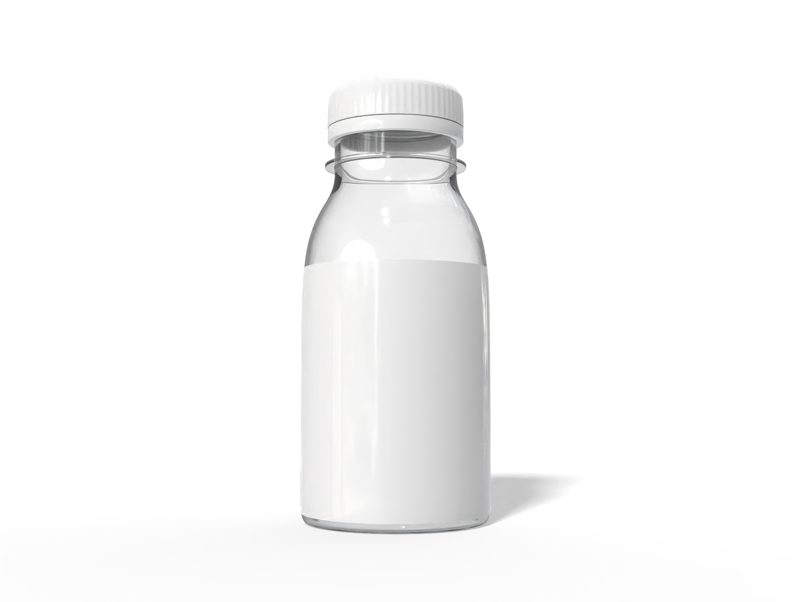 250 ml plastic milk bottle — Clear glossy plastic