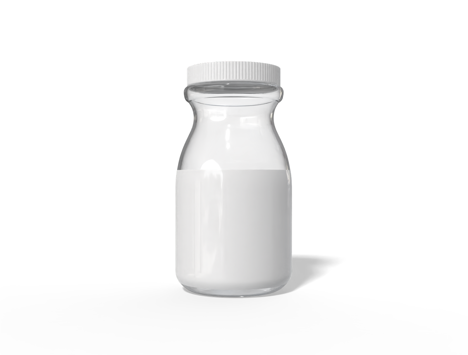 8 × 4 plastic supplement bottle — Clear glossy plastic
