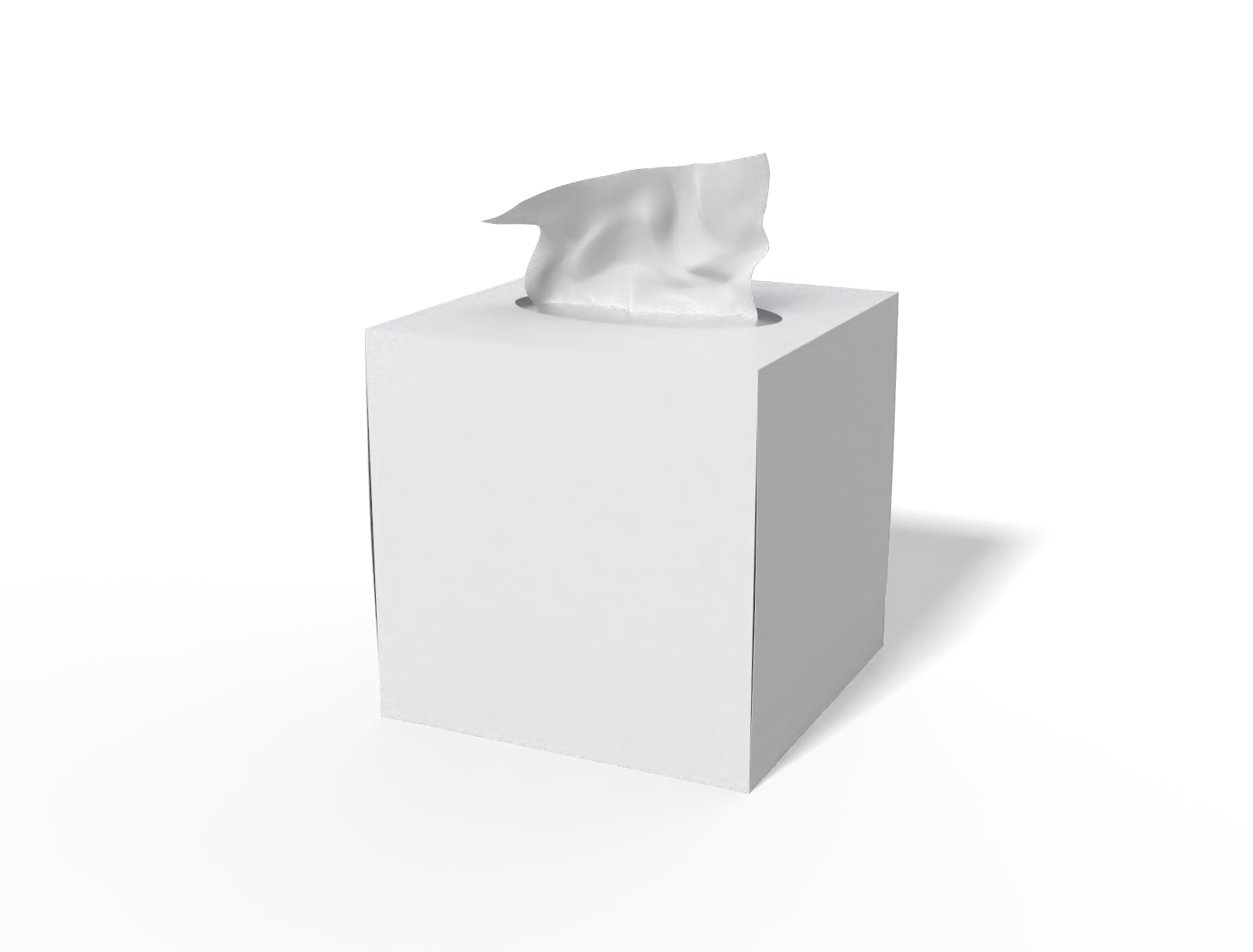 Square tissue box — White paperboard