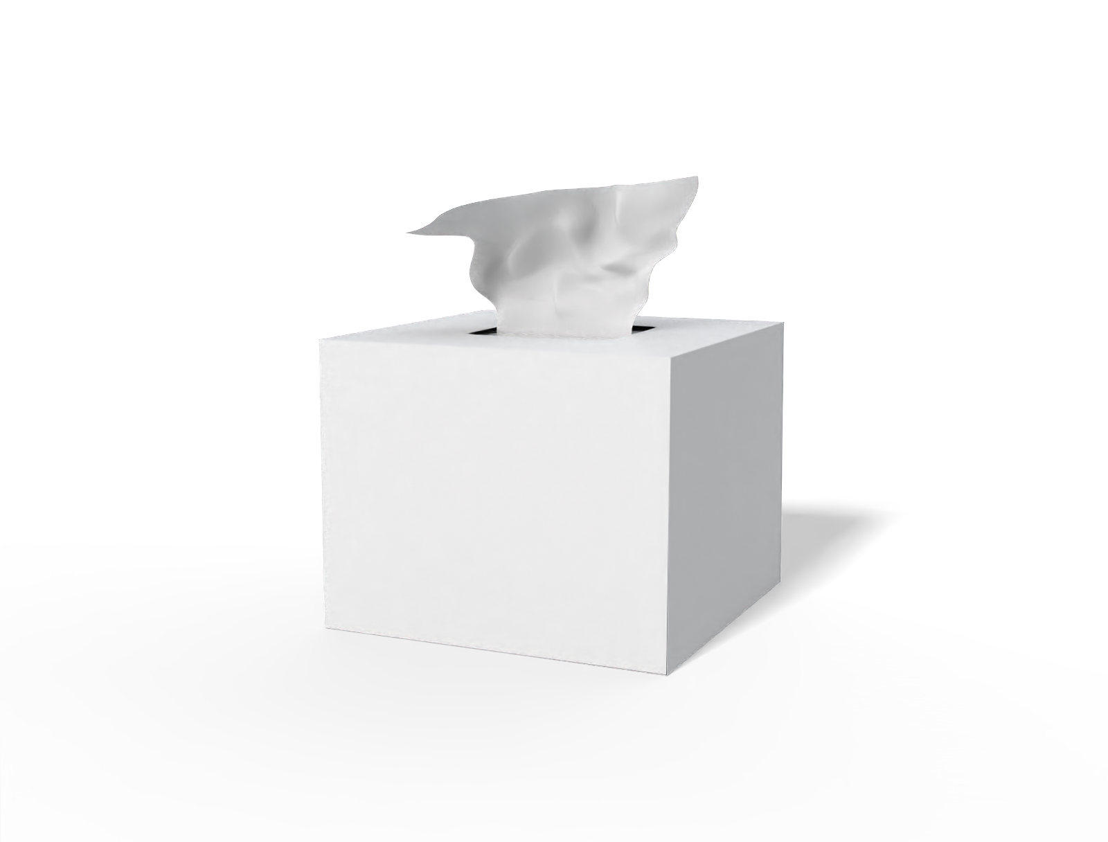 Square tissue box — White paperboard
