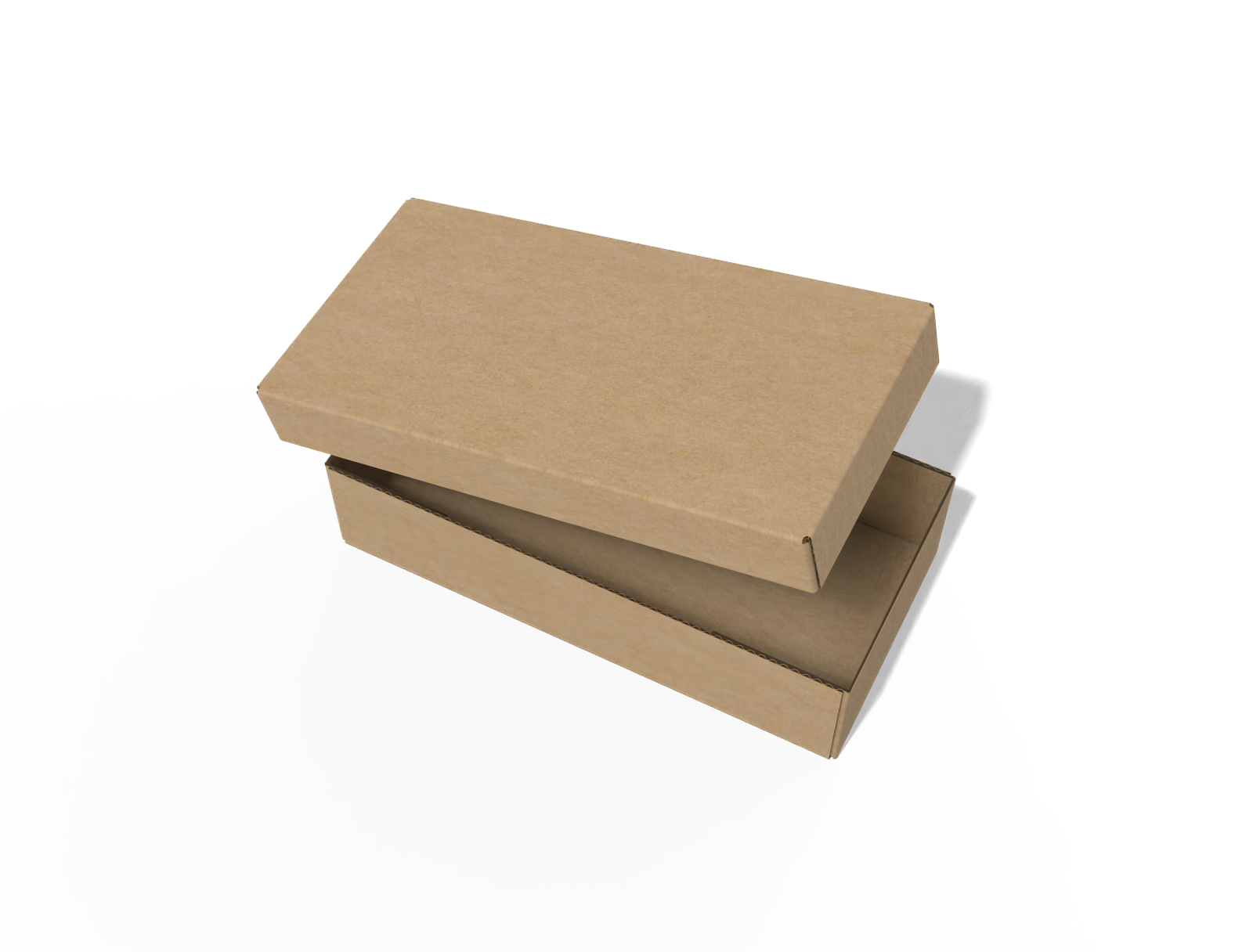 FEFCO 0306 side slotted tray box with end slotted cover — E-flute corrugated board